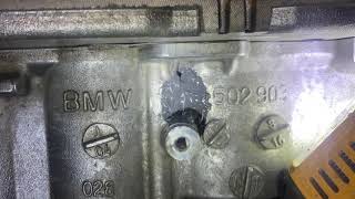 Repair cracked aluminum block w/Marine JB Weld. Oil leak on BMW M54 engine post head gasket repair.