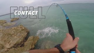 Full Contact Fishing off the Rocks / brutal fight with massive coral trout