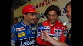 Ayrton Senna and Nigel Mansell interview at Australian Grand Prix (Adelaide) 1991