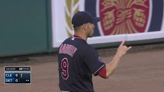 CLE@DET: Raburn makes the running catch in left