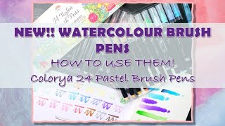 NEW!! COLORYA WATERCOLOUR BRUSH PENS | PASTELS 24 set | ADULT COLOURING