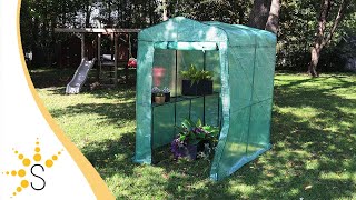 Sunnydaze Deluxe Walk-In Greenhouse with 1 Shelf for Outdoors - Green-HGH-864