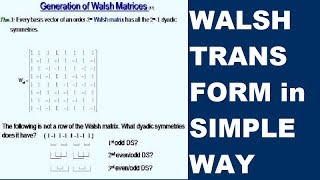 Walsh Transform In easy and simple way