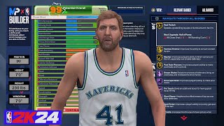 Creating Dirk Nowitzki in NBA 2K24 | 92 Post Control & 90 Strength💪🏽