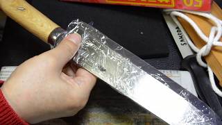 KNIFE　ハンティングナイフ　 ③Hunting Knife.Matagi nagasa.東北阿仁マタギ山刀柄付ナガサ