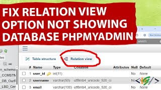 How to Fix Relation View Option Not Show in PhpMyAdmin | Missing Relation View | Enable