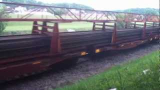 CN Continuous Welded Rail Car Passes Through Galena