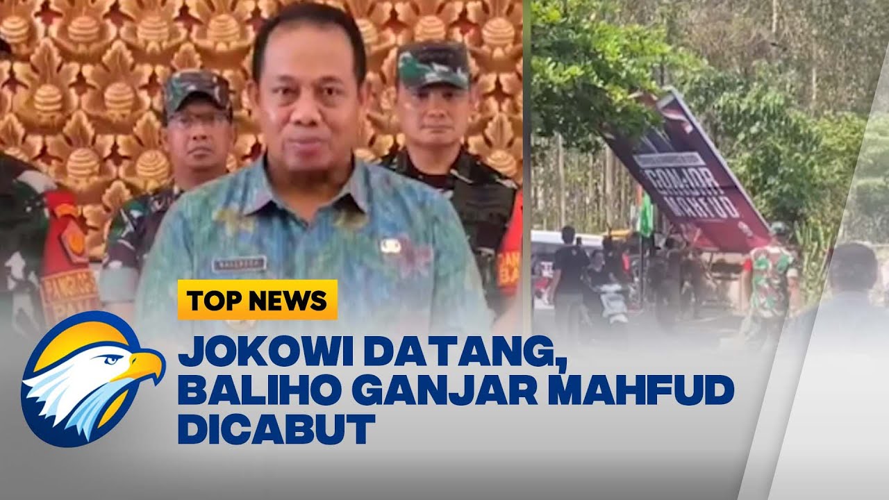 Baliho Ganjar Mahfud DIcabut Saat Jokowi Datang - YouTube