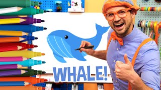 How To Draw A Whale | Draw with Blippi | Arts and Crafts For Toddlers