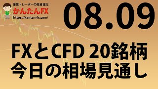 かんたんFX：8月9日FXとCFD今日の相場見通し