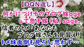 【ＤＱＮ返し】何かにつけそのブログ嫁ageして息子嫁（私）sage。信者のトメ「あなたもブログ嫁さんを見習え！トメ妹の面倒も見ろ！」思わず…【痛快・スカッとジャパン】