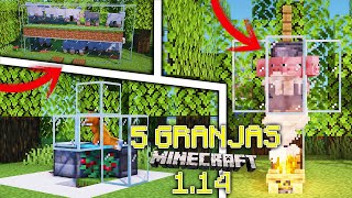 👉 5 GRANJAS SENCILLAS para construir en SURVIVAL  MINECRAFT 1.14