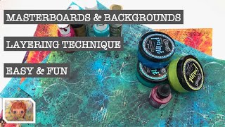 LAYERED MASTERBOARDS & BACKGROUNDS #1 - Easy and Fun Technique - Paints & Inks