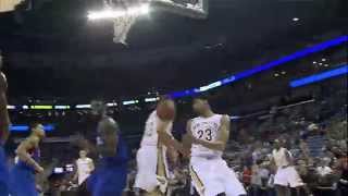 Anthony Davis Climbs High for the Alley-Oop Throw Down