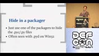 DEFCON 18: pyREtic: In memory Reverse Engineering for Obfuscated Python Bytecode 2/3