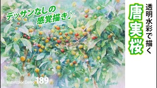 水彩画制作.189（唐実桜を描く）ムッチーWATERCOLOR PROCESS-189