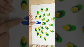 Thumb painting peacock #shorts #thumbpainting #kids #art #viral #trending #reels