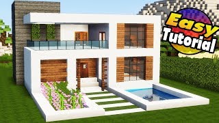 Minecraft: Easy Modern House Tutorial + Interior - How to Build a House in Minecraft