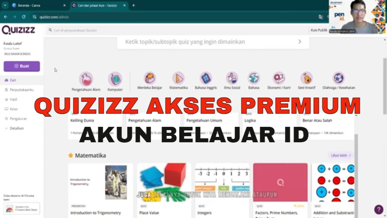 Optimalisasi Quizizz Dengan Akun Belajar Id Youtube