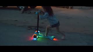 RIMABLE Kids 3 Wheel Adjustable Height Mini Kick Scooter with LED Light Up Wheels