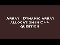 Array : Dynamic array allocation in C++ question