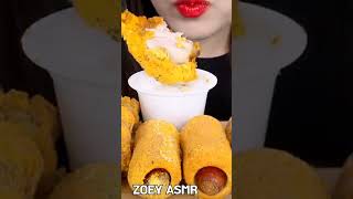 #ASMR fried chicken cheese ball corn dog eating sounds mukbang |  ZOEY ASMR