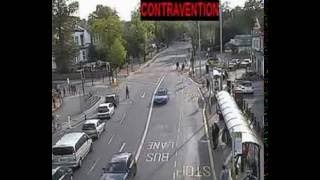 Bus lane Manchester. Right turn from Egerton Road into Wilmslow Road near Wynnstay Avenue