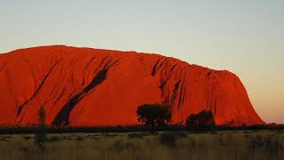 夕焼けのエアーズロック(ウルル)【オーストラリア】 - Ayers Rock (Uluru) at sunset on a clear day, Australia