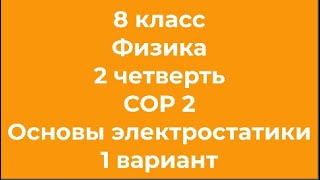 8 класс Физика 2 четверть СОР 2 Основы электростатики 1 вариант ЕМН