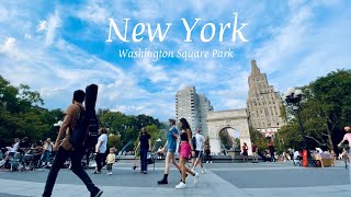 [4K] "Walking Tour of Washington Square Park, New York City" Bike, Skateboard, Dance, Music, & Weed!