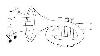 How to Draw a Trumpet - VERY EASY - FOR KIDS