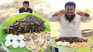 பாய் வீட்டு ஆட்டுக்கால் மசாலா-Goat leg masala recipe cooking and eating in village