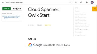 Cloud Spanner Qwik Start GSP102