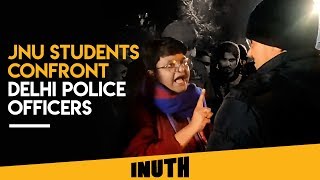 JNU Students Confront Delhi Police Officers
