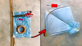 How To Make A Kite With Plastic Bag \u0026 Broom Sticks | kite banane ka tarika at home