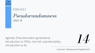 [CSS.413.1] Pseudorandomness - Lecture 14