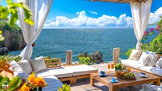 Elegant Bossa Nova Jazz Music & Ocean Wave Sounds at Seaside Cafe Ambience for Relax, Stress Relief