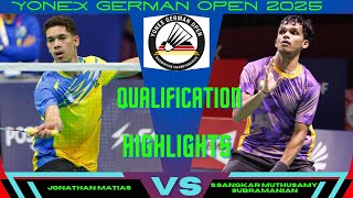 Muthusamy SUBRAMANIAN (IND) vs (BRA) Jonathan MATIAS | GERMAN OPEN 2025 BADMINTON | QUALIFICATIONS