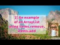 2) An example of a Java ArrayList using items.remove, items.add | Java with Ali