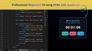 Build a Modern Stopwatch with Animated Play Pause Button | HTML CSS JS