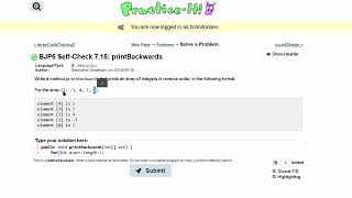 Java Practice It | Self-Check 7.15: printBackwards | arrays, syntax, array basics