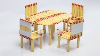 Matchstick Art and Craft Ideas: how to make chair and table by using match stick | sb crafts