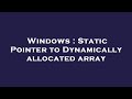 Windows : Static Pointer to Dynamically allocated array