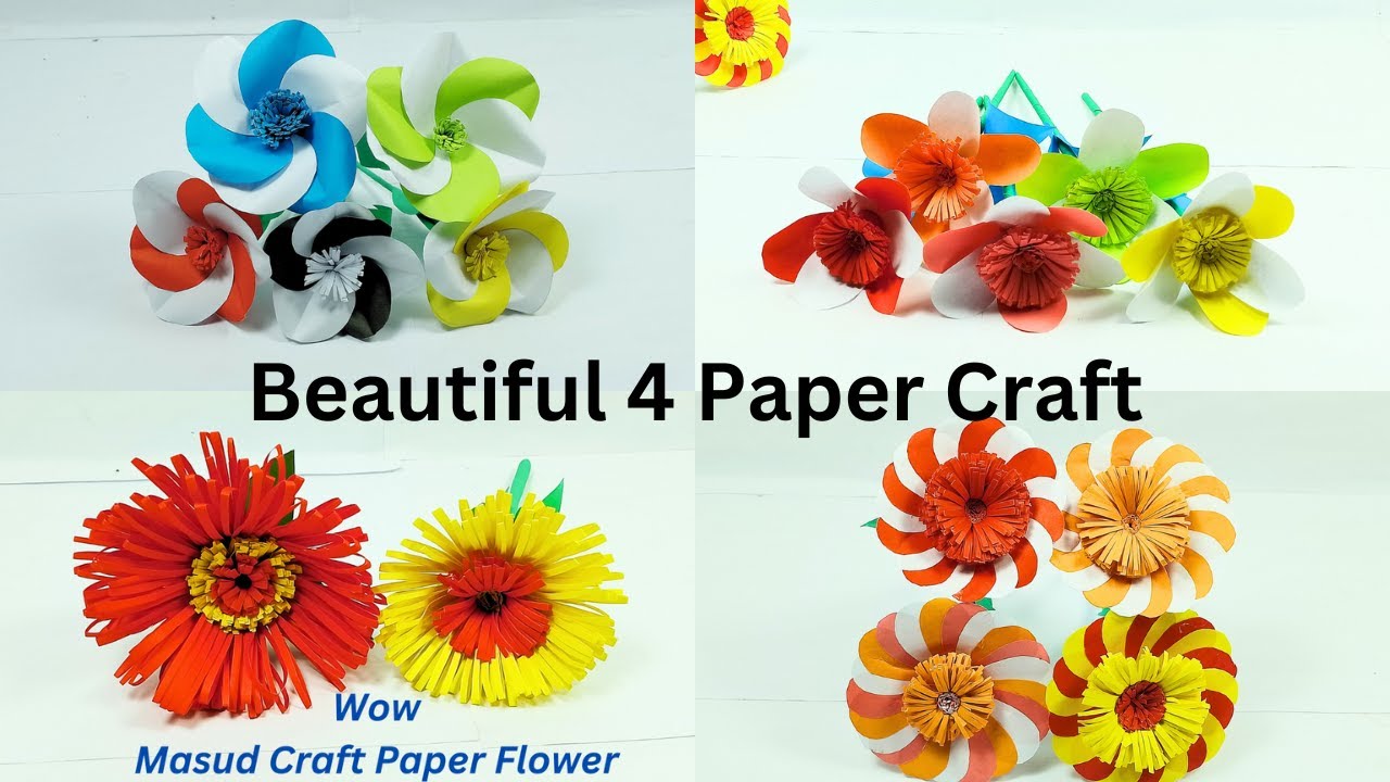 Beautiful Four Paper Craft Paper Flower Paper Flowers Paper