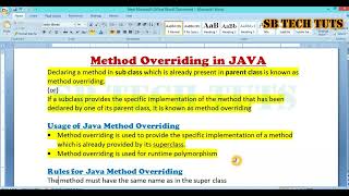 Method Overriding in JAVA | Method Overriding | Dynamic Polymorphism | Java Programming | Telugu