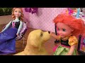 HAIRCUT ! Elsa and Anna toddlers DYE their hair at Salon - Barbie is the hairstylist