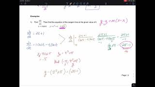 Calculus II section 7.2a Calculus of Parametric Curves