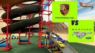 Hot Wheels Mustang vs Porsche Car Racing | Twister !