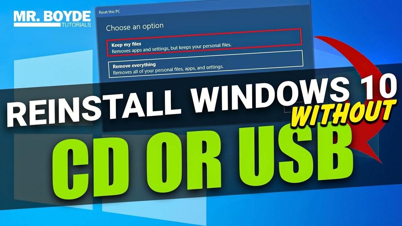 How To Easily Reinstall Windows 10 Without CD Or USB Drive - YouTube