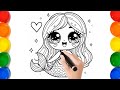 How to draw new special Mermaid girl for kids*  Mermaid drawing, painting, colouring for Toodlers*